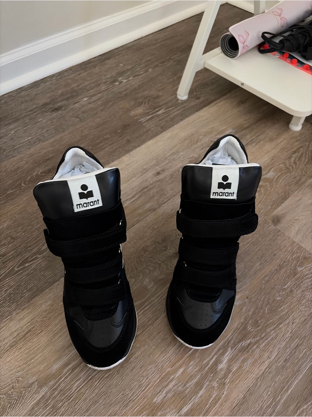 Isabel Marant Black and White Wedge Sneakers